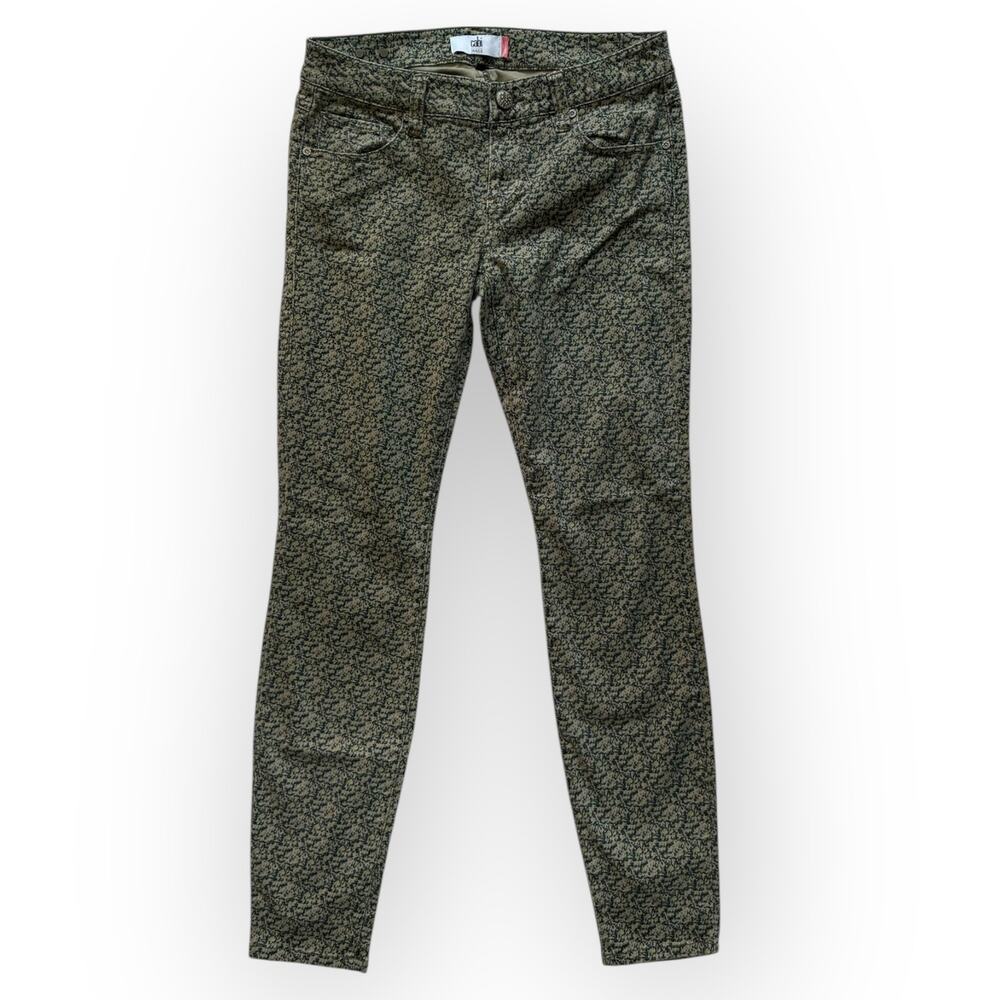 CAbi Women's Ditsy Green Floral Print Skinny Jeans Size 4 Style #5083
